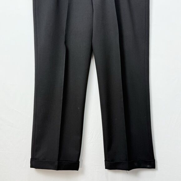 Paul Frederick Men’s 36x28 Black Pleated Dress Pants Cuffed Extended Waist - Picture 9 of 15